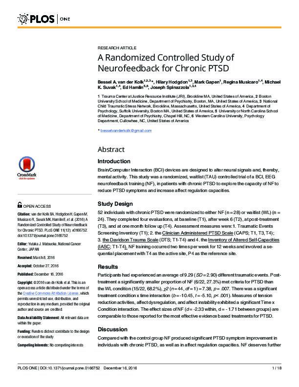 A Randomized Controlled Study of Neurofeedback